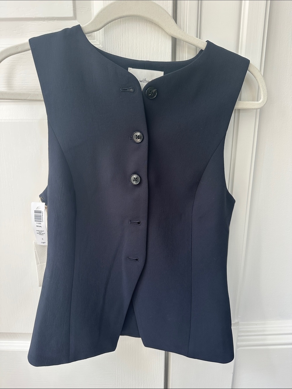 Wilfred Navy Sleeveless Button Vest